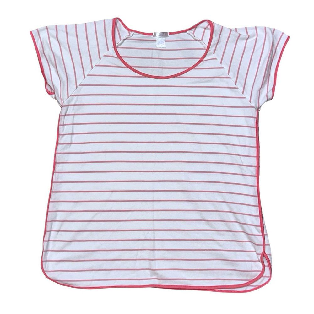 Lake Pajamas Set Womens Small Pink White Stripe Pima Cotton Loungewear Short Slv - Picture 2 of 10